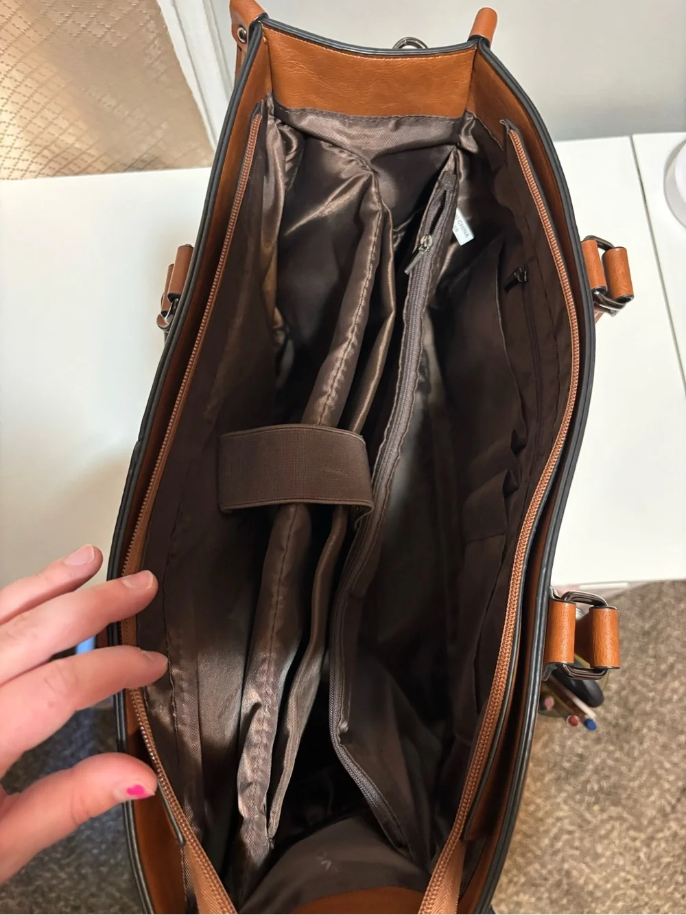 Saddle Brown Laptop Purse w/ Optional Crossbody Strap